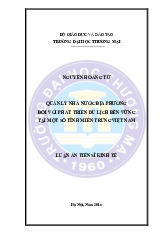 Luận án tiến sĩ: Quản lý nhà nước địa phương đối với phát triển du lịch bền vững tại một số tỉnh miền trung Việt Nam môn Quản lý kinh tế | Trường Đại học Thương Mại