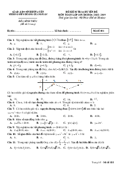Kiểm tra chuyên đề Toán 10 năm 2018 – 2019 trường Dương Quảng Hàm – Hưng Yên