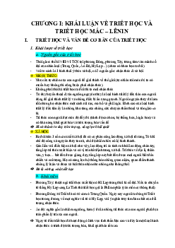 Bài giảng chương 1: Khái niệm về Triết học và Triết học Mác-Lênin