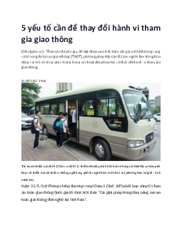 5 yếu tố cần để thay đổi hành vi của người tham gia giao thông