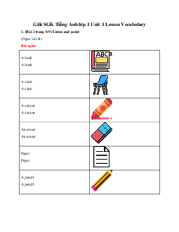 Giải Tiếng Anh lớp 1 Unit 1 Lesson Vocabulary SGK | Explore Our World