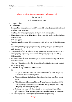 Giáo Án Tin Học 8 – KNTT Bài 3 Thực Hành: Khai Thác Thông Tin Số năm học 2023-2024
