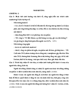 Tài liệu ôn tập câu hỏi chương 2:Hoạch định chiến lược marketing