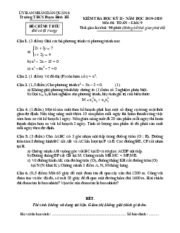 Đề thi HK2 Toán 9 năm 2019 – 2020 trường THCS Phạm Đình Hổ – TP HCM