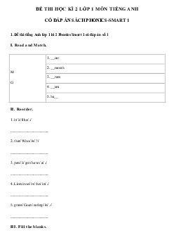 Đề thi tiếng Anh lớp 1 học kì 2 Smart World 1 năm 2024