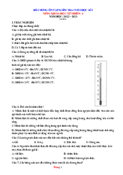 Đề cương ôn tập môn KHTN 6 học kỳ 1 năm 2022-2023