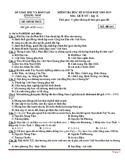 Đề thi học kỳ 2 môn Sử lớp 11 Quảng Nam 2018-2019 (có đáp án )