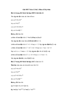 Giải SBT Toán 12 bài 2: Hàm số lũy thừa