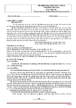 Đề kiểm tra giữa học kỳ 2 môn Văn 12 (có đáp án)-Đề 1