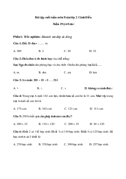 Bài tập cuối tuần Toán lớp 2 Cánh diều - Tuần 29