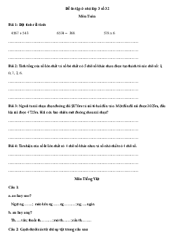 Đề ôn tập ở nhà lớp 3 số 32 - (Ngày 07/4)
