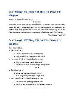 Giải Ôn tập cuối học kì 2 - Tiết 2 trang 81 VBT Tiếng Việt lớp 3 Tập 2 Chân trời sáng tạo