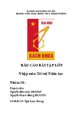 Báo cáo bài tập lớn môn Trí tuệ nhân tạo | Trường Đại học Bách Khoa Hà Nội