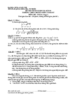 Đề thi tuyển sinh lớp 10 năm học 2017 – 2018 môn Toán trường THPT chuyên KHTN – Hà Nội (vòng 2)