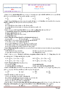 Bộ đề thi thử tốt nghiệp THPT Vật lí 2020 phát triển từ đề tham khảo lần 2 có đáp án và lời giải chi tiết-tập 2