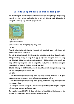 Giải Khoa học tự nhiên 9 Cánh diều Bài 3: Khúc xạ ánh sáng và phản xạ toàn phần