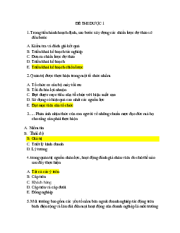 Đề thi Dược 1 | Trường Đại học Kỹ thuật Y - Dược Đà Nẵng