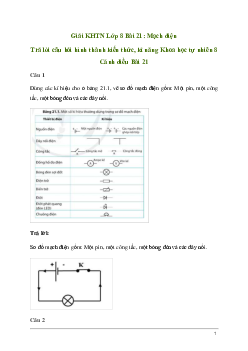 Giải KHTN 8 Bài 21: Mạch điện | Cánh diều