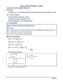Chuyên đề chia đa thức một biến đã sắp xếp