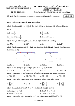 Đề thi THPT Quốc gia môn Toán 10 năm 2018 – 2019 trường Yên Dũng 3 – Bắc Giang lần 1