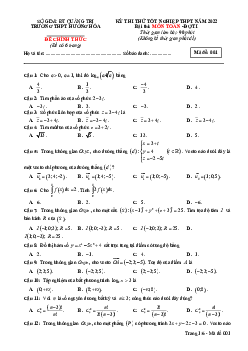 Đề thi thử THPT Quốc gia 2022 môn Toán lần 1 trường THPT Hướng Hóa, Quảng Trị (có đáp án)