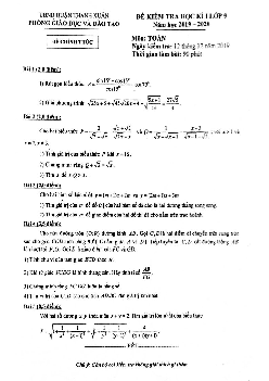 Đề thi kì 1 Toán 9 năm 2019 – 2020 phòng GD&ĐT Thanh Xuân – Hà Nội
