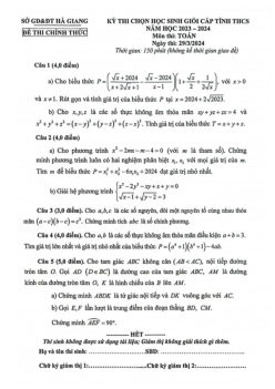 Đề học sinh giỏi cấp tỉnh Toán THCS năm 2023 – 2024 sở GD&ĐT Hà Giang