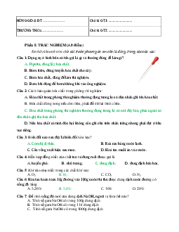 Đề thi giữa học kì 1 môn Khoa học tự nhiên 8 năm 2023 - 2024 sách Cánh diều - Đề 5