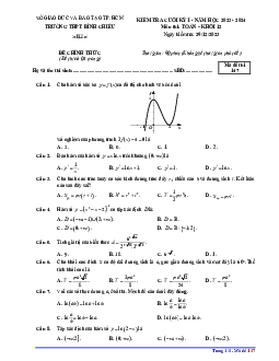 Đề cuối kỳ 1 Toán 12 năm 2023 – 2024 trường THPT Bình Chiểu – TP HCM