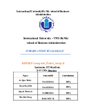 Bài báo cáo nhóm tuần 5 nhóm 12 học phần Nhập môn Sociology | Trường Đại học Quốc tế, Đại học Quốc gia Thành phố Hồ Chí Minh
