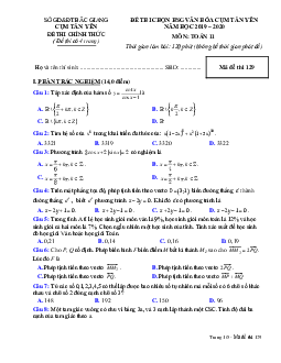Đề thi chọn HSG Toán 11 năm học 2019 – 2020 cụm Tân Yên – Bắc Giang