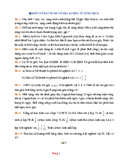 Bài tập toán lớp 7 về đại lượng tỉ lệ nghịch ( có lời giải )