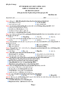 Đề khảo sát chất lượng thi tốt nghiệp môn lịch sử 12 trường thpt đội cấn (có đáp án)