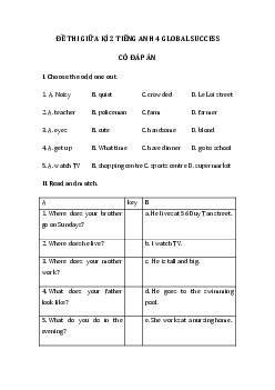 Đề thi giữa kì 2 tiếng Anh 4 Global success - Đề số 1
