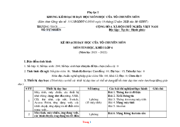 Kế hoạch dạy học Tin Học 6 tổ chuyên môn sách kết nối tri thức