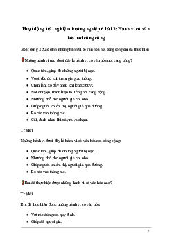 Giải Hoạt động trải nghiệm 6: Hành vi có văn hóa nơi công cộng | Kết nối tri thức