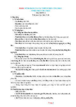 Giáo án KHTN môn Hóa 6 cả năm sách chân trời sáng tạo phương pháp mới