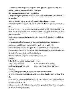 Giải bài tập SBT Lịch sử lớp 10 bài 16: Thời Bắc thuộc và các cuộc đấu tranh giành độc lập dân tộc (từ thế kỉ II TCN đến đầu thế kỉ X) (tiếp theo)