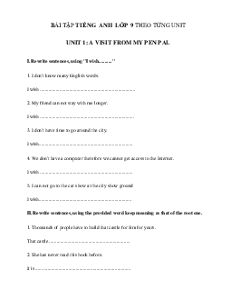 Bài tập tiếng Anh lớp 9 Unit 1 A Visit From A Pen Pal