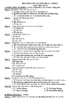 Đề cương ôn tập học kì 2 môn Địa lý lớp 5 năm 2024