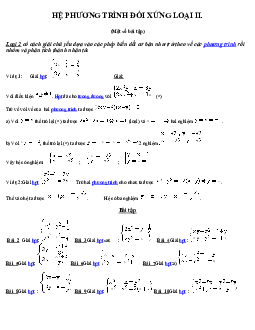 Bài tập Hệ phương trình đối xứng loại II