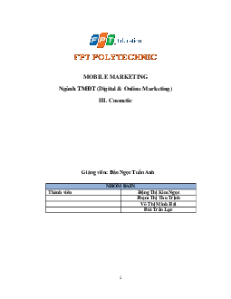 Ngành TMĐT (Digital & Online Marketing) HL Cosmetic | Tài liệu môn Marketing | Trường Cao đẳng thực hành FPT