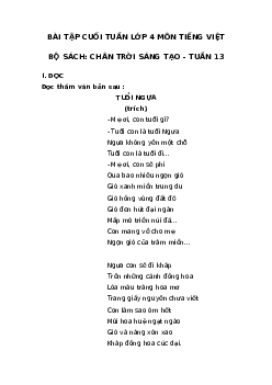 Bài tập cuối tuần tiếng Việt lớp 4 Chân trời sáng tạo Tuần 13 cơ bản