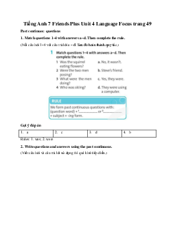 Tiếng Anh 7 Friends Plus Unit 4 Language Focus trang 49