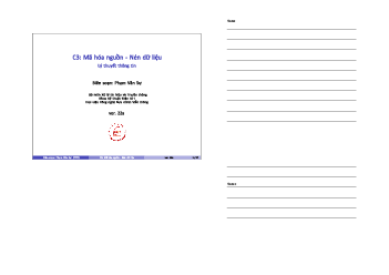 Slide bài giảng môn Lý thuyết thông tin nội dung chương 3: Mã hóa nguồn - nén dữ liệu