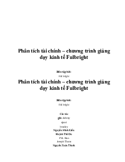 Giáo trình Phân tích tài chính | Đại học Fulbright Việt Nam