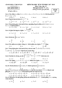 Đề kiểm tra học kỳ II Toán 12 năm 2017 – 2018 sở GD và ĐT Bình Dương