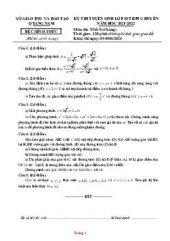 Đề thi tuyển sinh toán 10 chuyên Quảng Nam 2021-2022 (có đáp án và lời giải chi tiết)