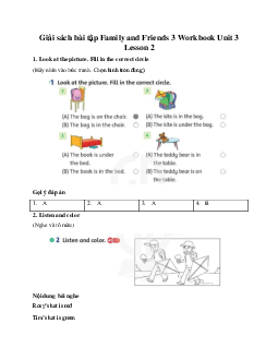 Giải sách bài tập Family and Friends 3 Workbook Unit 3 Lesson 2