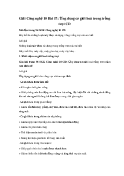 Giải Công nghệ 10 Bài 17: Ứng dụng cơ giới hoá trong trồng trọt CD